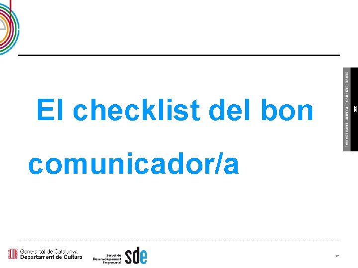 77 ICEC SERVEI DESENVOLUPAMENT EMPRESARIAL El checklist del bon comunicador/a 