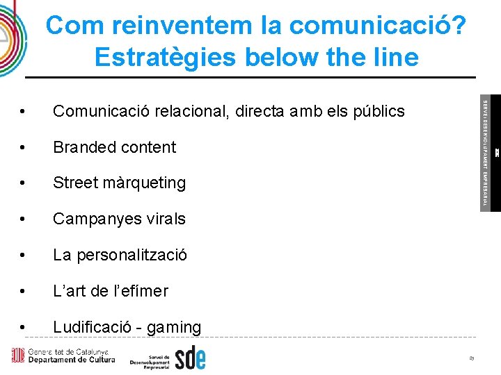 Com reinventem la comunicació? Estratègies below the line • Branded content • Street màrqueting