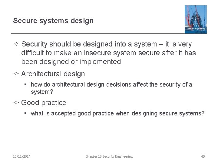 Chapter 13 Security Engineering 12112014 Chapter 13 Security