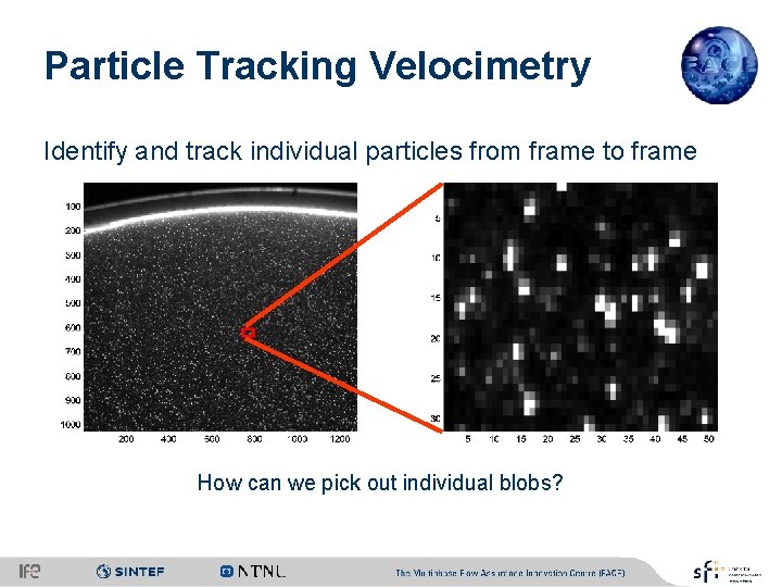 Particle Tracking Velocimetry Identify and track individual particles from frame to frame How can