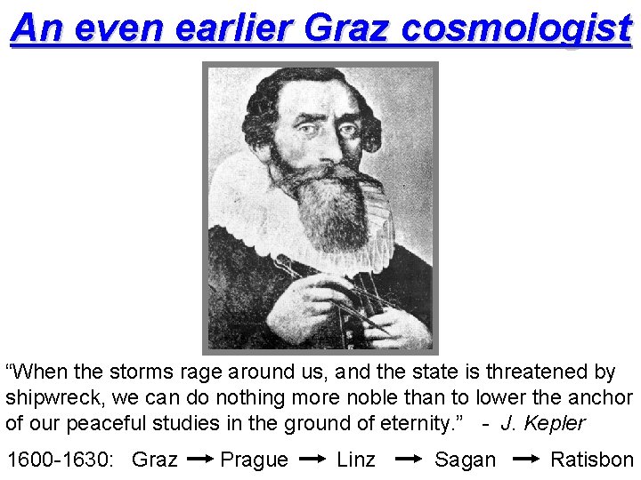An even earlier Graz cosmologist “When the storms rage around us, and the state