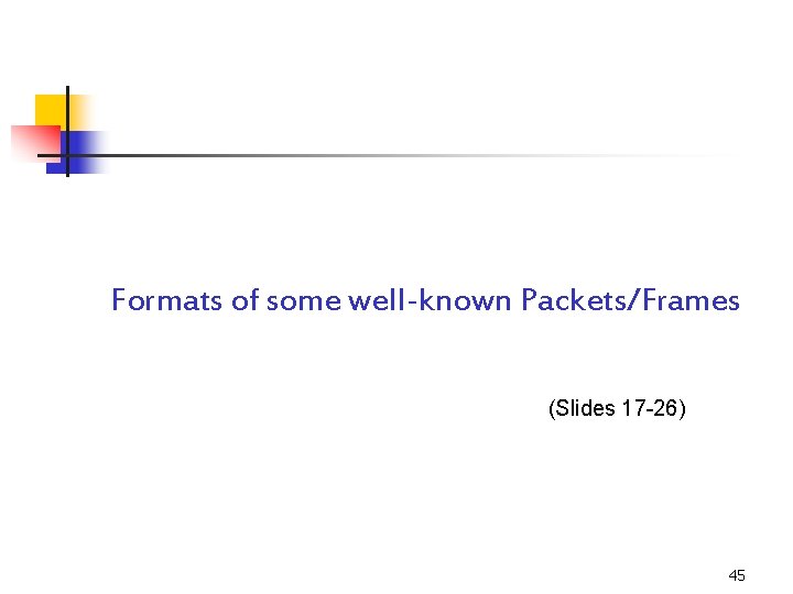 Formats of some well-known Packets/Frames (Slides 17 -26) 45 Formats of some well-known Packets/Frames (Slides 17 -26) 45