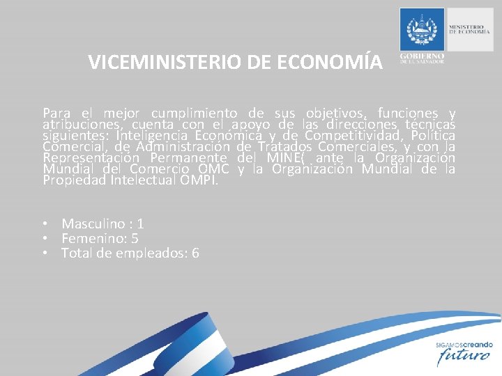 VICEMINISTERIO DE ECONOMÍA Para el mejor cumplimiento de sus objetivos, funciones y atribuciones, cuenta