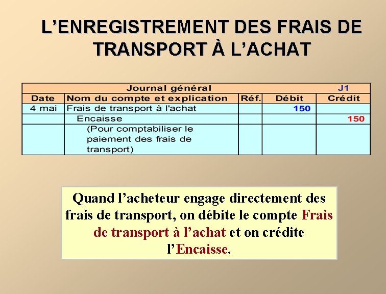 L’ENREGISTREMENT DES FRAIS DE TRANSPORT À L’ACHAT Quand l’acheteur engage directement des frais de