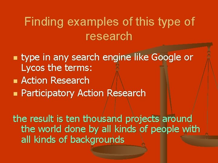 Finding examples of this type of research n n n type in any search