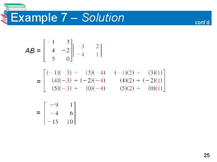 Example 7 – Solution cont’d AB = = = 25 