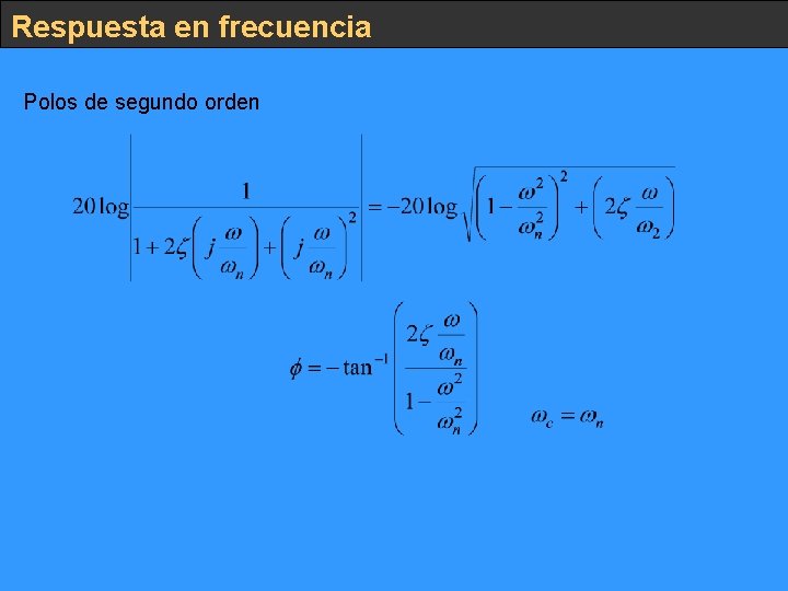 Respuesta en frecuencia Polos de segundo orden 