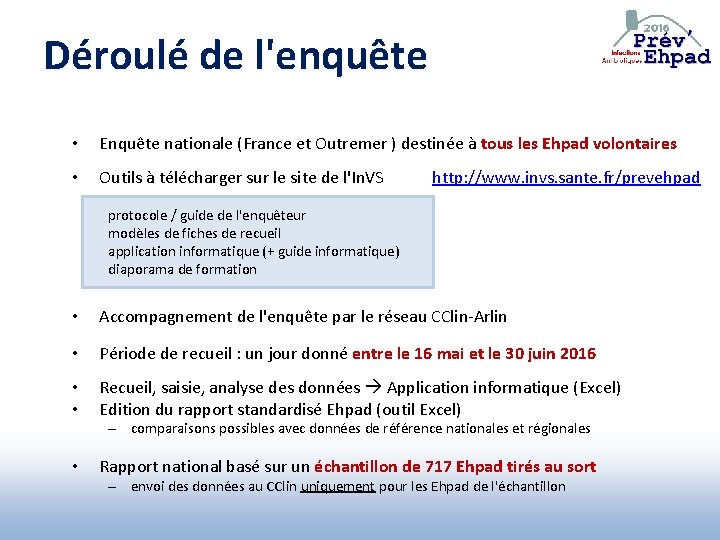 Déroulé de l'enquête • Enquête nationale (France et Outremer ) destinée à tous les