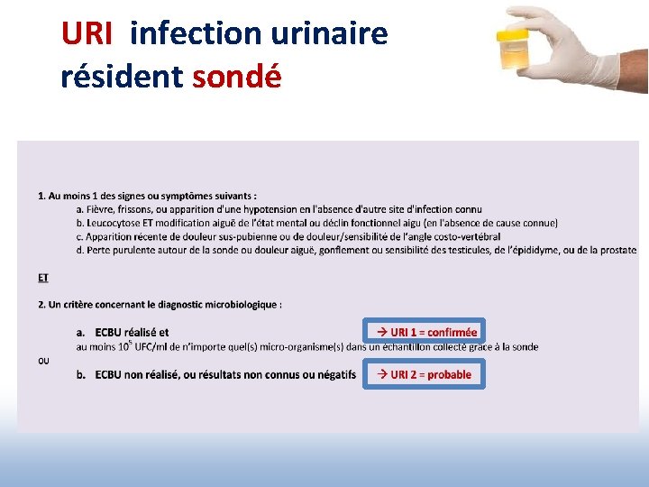 URI infection urinaire résident sondé 