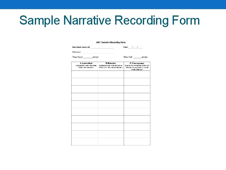 Sample Narrative Recording Form 