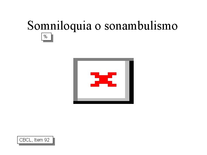 Somniloquia o sonambulismo % CBCL, Item 92 