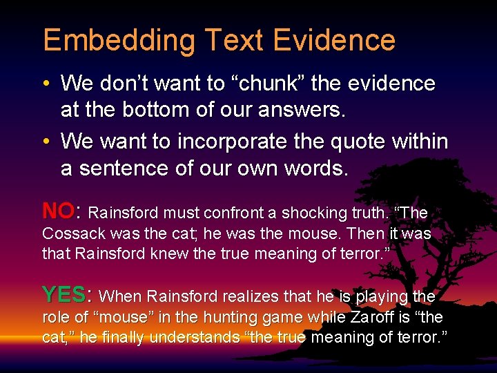 Embedding Text Evidence • We don’t want to “chunk” the evidence at the bottom