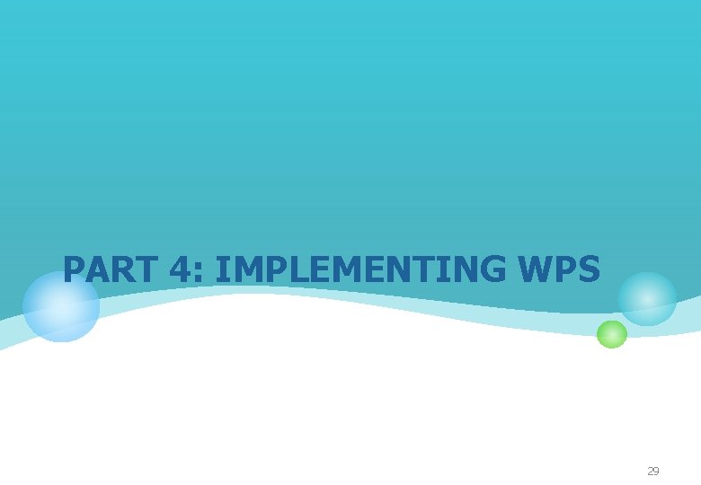 PART 4: IMPLEMENTING WPS 29 