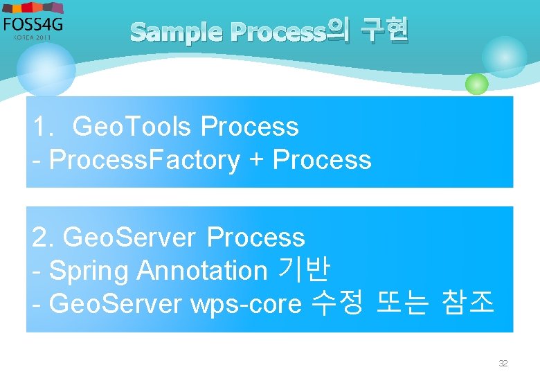 Sample Process의 구현 1. Geo. Tools Process - Process. Factory + Process 2. Geo.