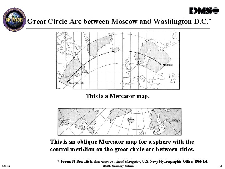 Great Circle Arc between Moscow and Washington D. C. * This is a Mercator