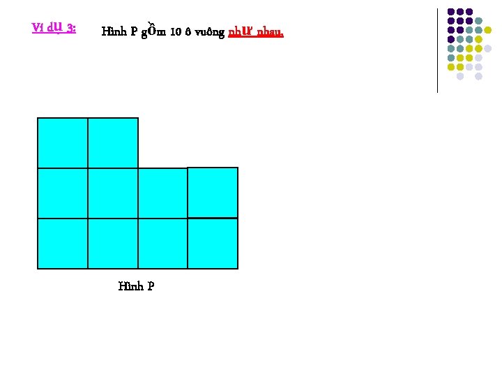 Ví dụ 3: Hình P gồm 10 ô vuông như nhau. Hình P 