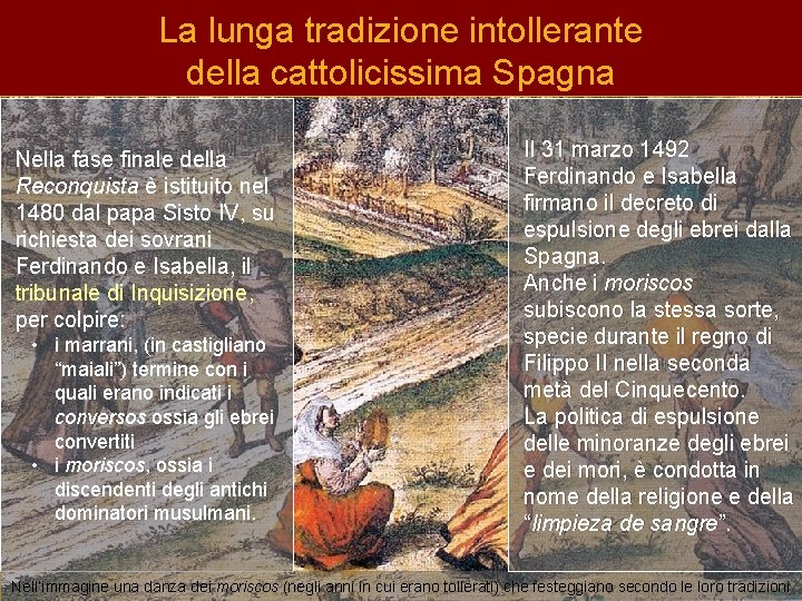 La lunga tradizione intollerante della cattolicissima Spagna Nella fase finale della Reconquista è istituito