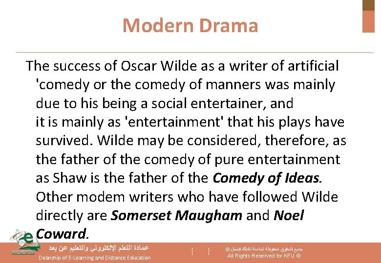 Modern Drama The success of Oscar Wilde as a writer of artificial 'comedy or
