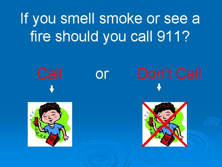 If you smell smoke or see a fire should you call 911? Call or