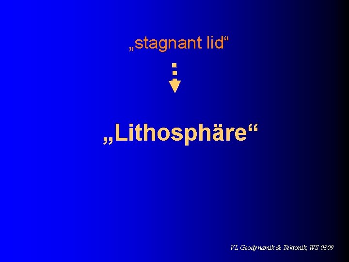 „stagnant lid“ „Lithosphäre“ VL Geodynamik & Tektonik, WS 0809 