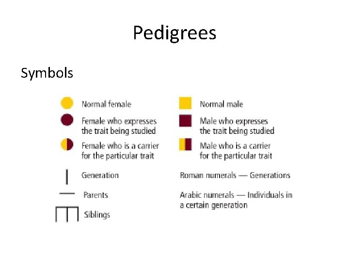 Pedigrees Symbols Pedigrees Symbols