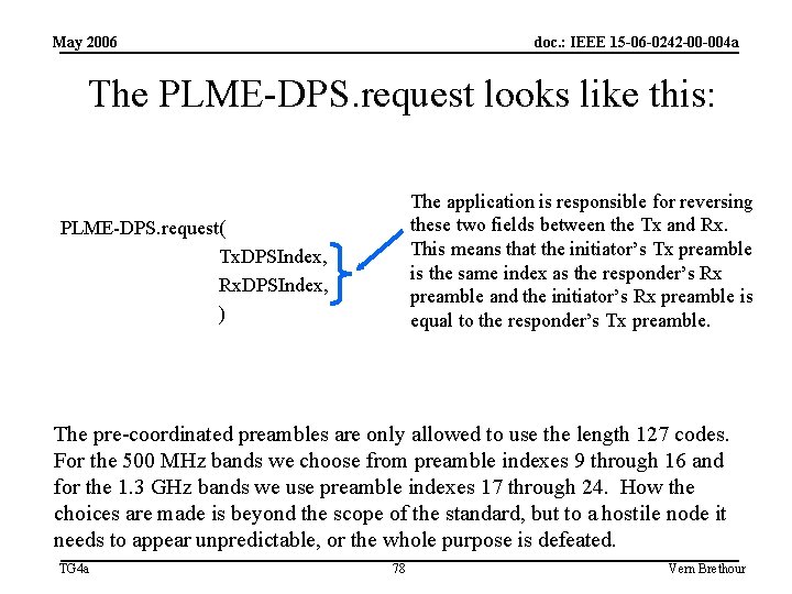 May 2006 doc. : IEEE 15 -06 -0242 -00 -004 a The PLME-DPS. request