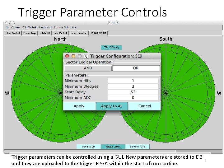 Trigger Parameter Controls Trigger parameters can be controlled using a GUI. New parameters are