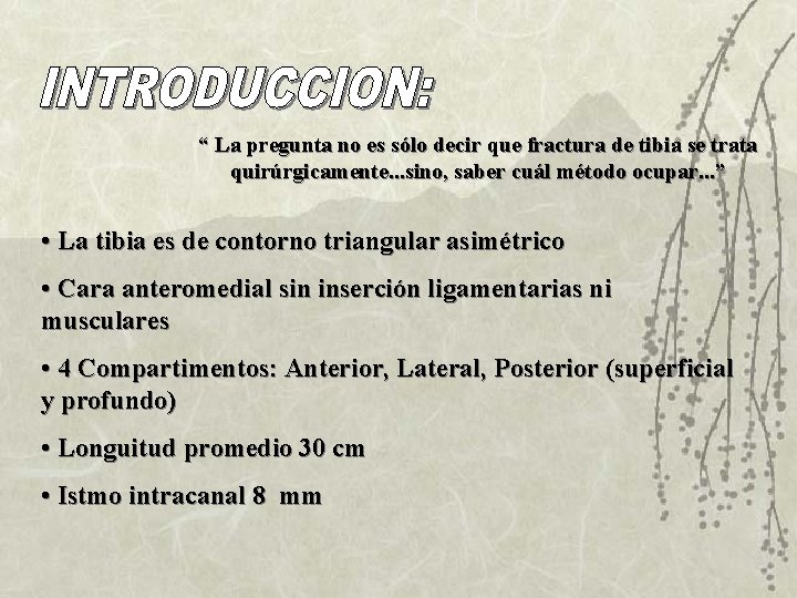 “ La pregunta no es sólo decir que fractura de tibia se trata quirúrgicamente.