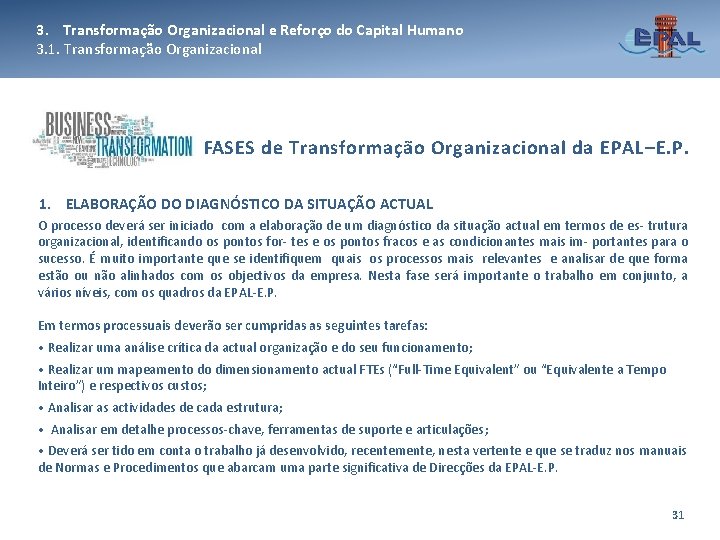 3. Transformação Organizacional e Reforço do Capital Humano 3. 1. Transformação Organizacional FASES de