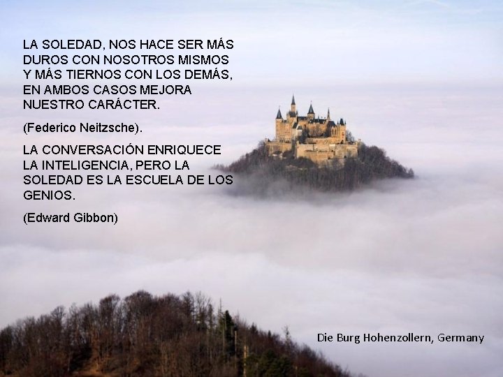 LA SOLEDAD, NOS HACE SER MÁS DUROS CON NOSOTROS MISMOS Y MÁS TIERNOS CON