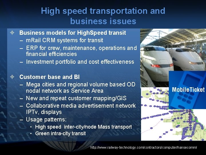 High speed transportation and business issues Business models for High. Speed transit – m.