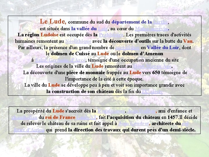 Le Lude, commune du sud du département de la Sarthe, est située dans la