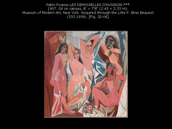 Pablo Picasso LES DEMOISELLES D'AVIGNON *** 1907. Oil on canvas, 8' × 7'8" (2.