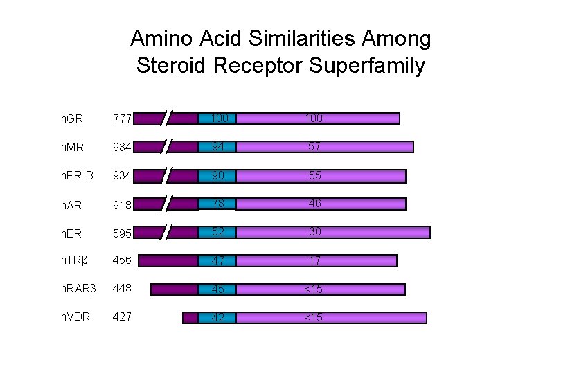 Amino Acid Similarities Among Steroid Receptor Superfamily h. GR 777 100 h. MR 984