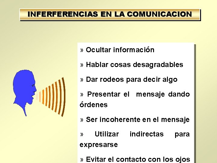 INFERFERENCIAS EN LA COMUNICACION » Ocultar información » Hablar cosas desagradables » Dar rodeos