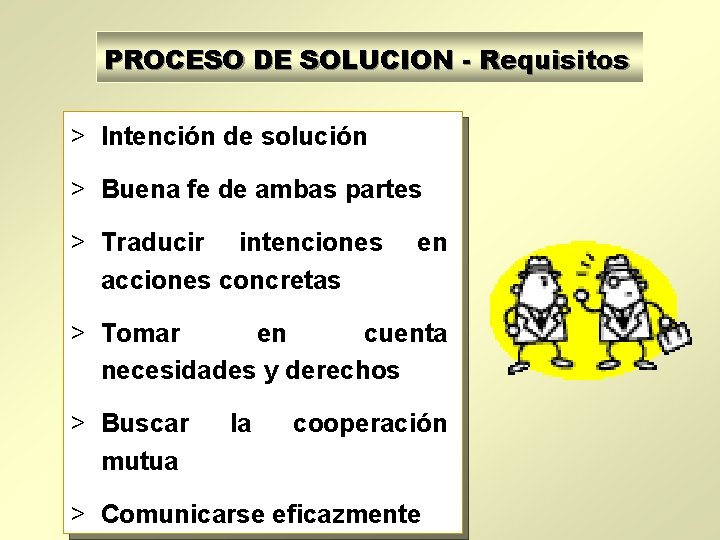 PROCESO DE SOLUCION - Requisitos > Intención de solución > Buena fe de ambas