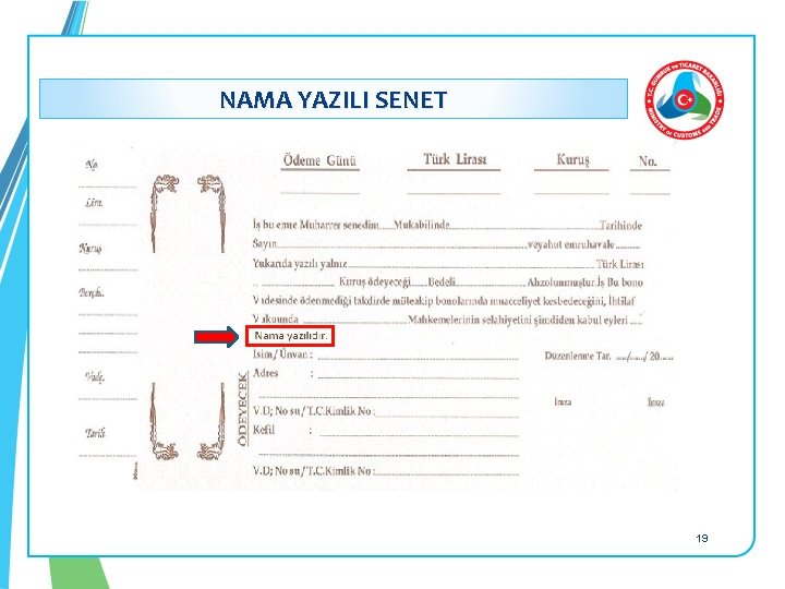 NAMA YAZILI SENET 19 