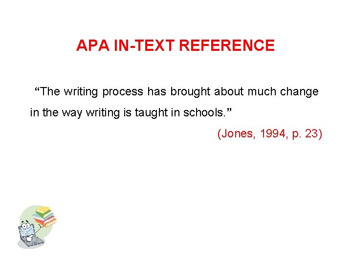 APA IN-TEXT REFERENCE “The writing process has brought about much change in the way