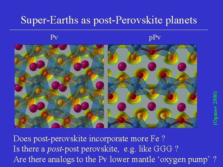 Super-Earths as post-Perovskite planets p. Pv (Oganov 2006) Pv Does post-perovskite incorporate more Fe