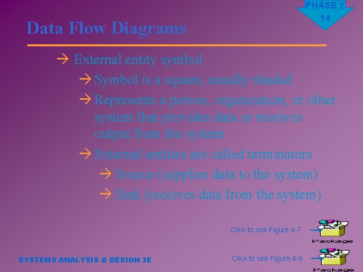 PHASE 2 14 Data Flow Diagrams à External entity symbol à Symbol is a