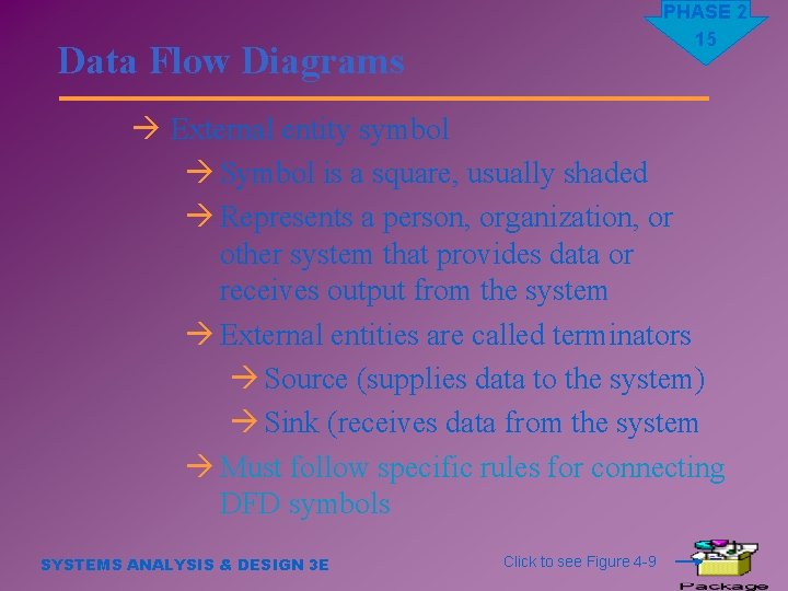 PHASE 2 15 Data Flow Diagrams à External entity symbol à Symbol is a