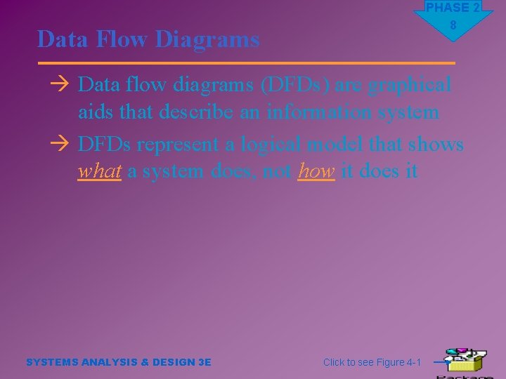 PHASE 2 8 Data Flow Diagrams à Data flow diagrams (DFDs) are graphical aids