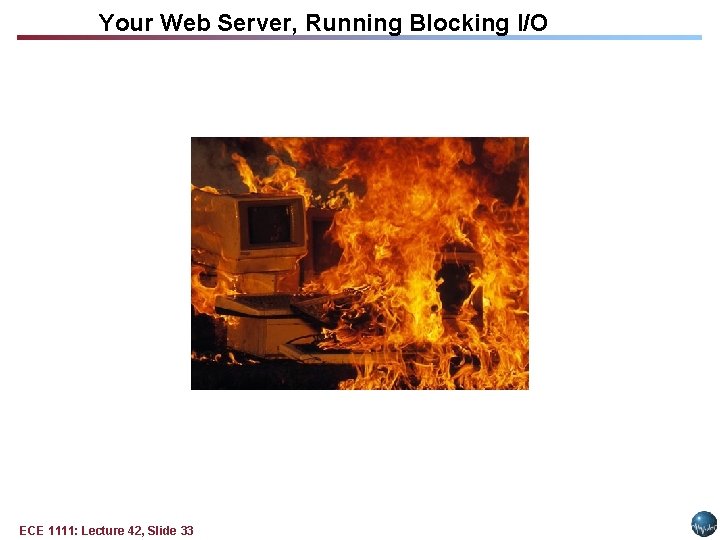 Your Web Server, Running Blocking I/O ECE 1111: Lecture 42, Slide 33 Your Web Server, Running Blocking I/O ECE 1111: Lecture 42, Slide 33