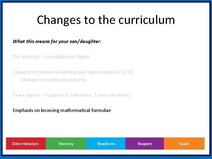 Changes to the curriculum What this means for your son/daughter: Tier of entry –