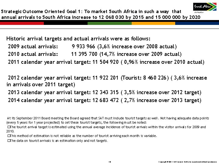 Strategic Outcome Oriented Goal 1: To market South Africa in such a way that Strategic Outcome Oriented Goal 1: To market South Africa in such a way that