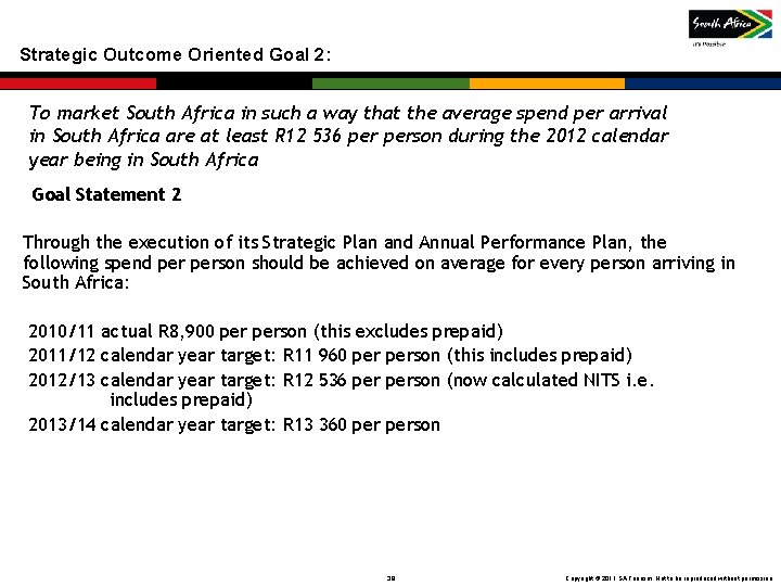 Strategic Outcome Oriented Goal 2: To market South Africa in such a way Strategic Outcome Oriented Goal 2: To market South Africa in such a way