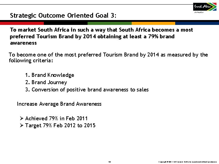 Strategic Outcome Oriented Goal 3: To market South Africa in such a way Strategic Outcome Oriented Goal 3: To market South Africa in such a way