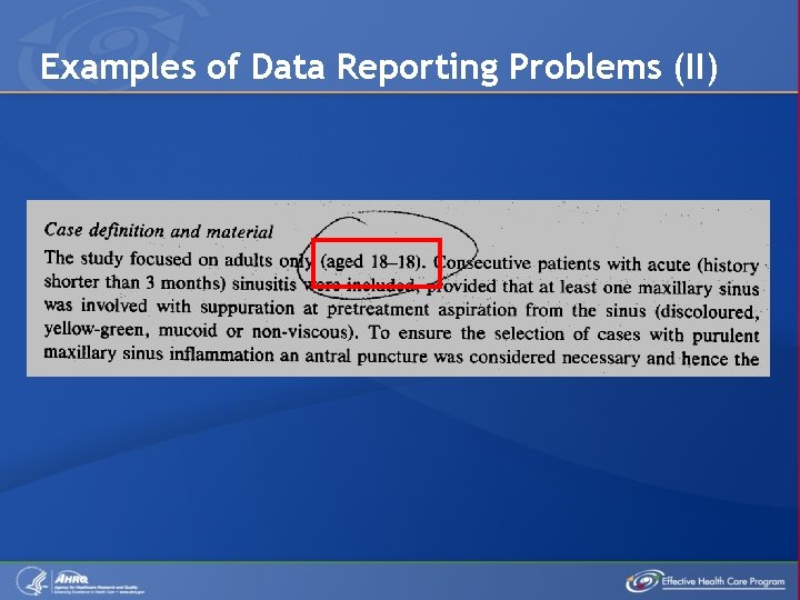 Examples of Data Reporting Problems (II) 
