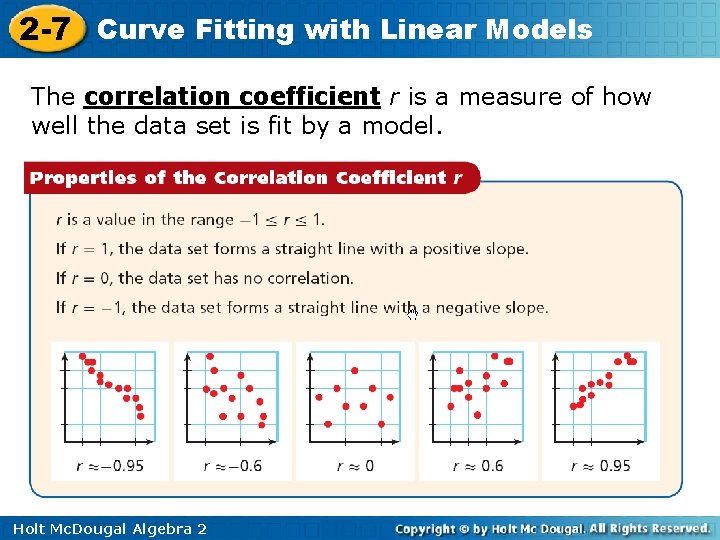 2 -7 Curve Fitting with Linear Models The correlation coefficient r is a measure