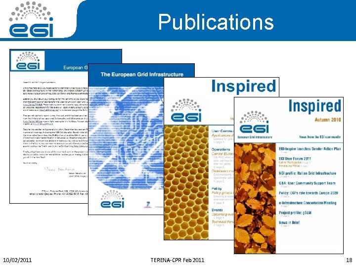 Publications 10/02/2011 TERENA-CPR Feb 2011 18 